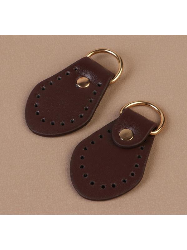 Петля пришивная для сумки, с полукольцом, пара, 7,5 × 4 см, цвет коричневый/золотой