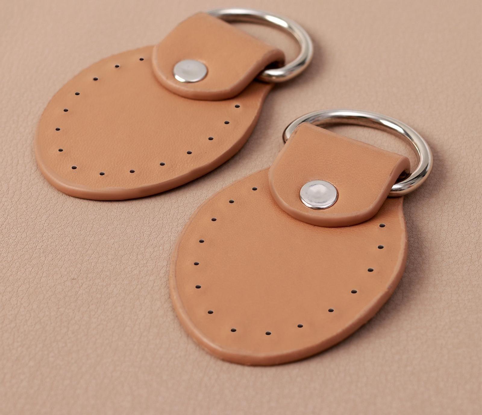 Петля пришивная для сумки, с полукольцом, пара, 8 × 4,5 см, цвет бежевый/серебряный