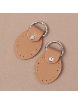 Петля пришивная для сумки, с полукольцом, пара, 8 × 4,5 см, цвет бежевый/серебряный