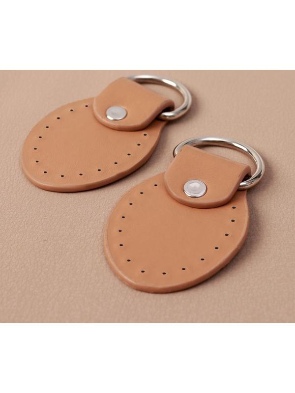 Петля пришивная для сумки, с полукольцом, пара, 8 × 4,5 см, цвет бежевый/серебряный