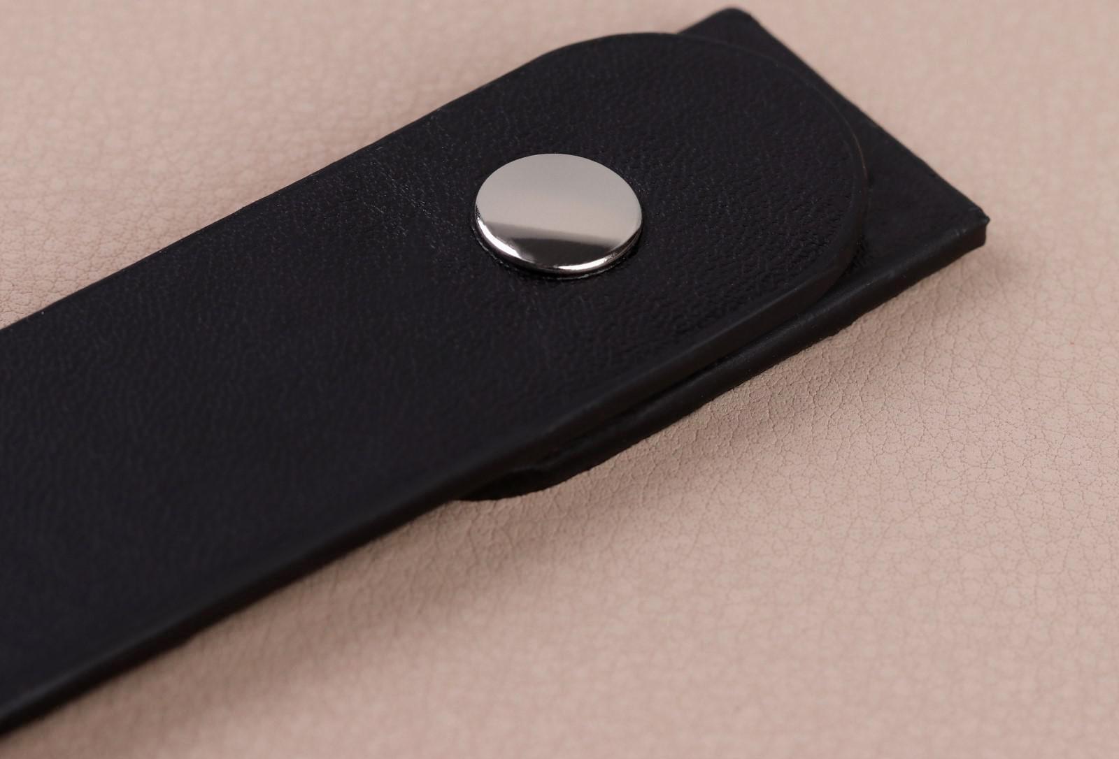 Застёжка пришивная для сумки, на кнопке, 15,5 × 2,5 см / 4,5 × 2,5 см, цвет чёрный/серебряный