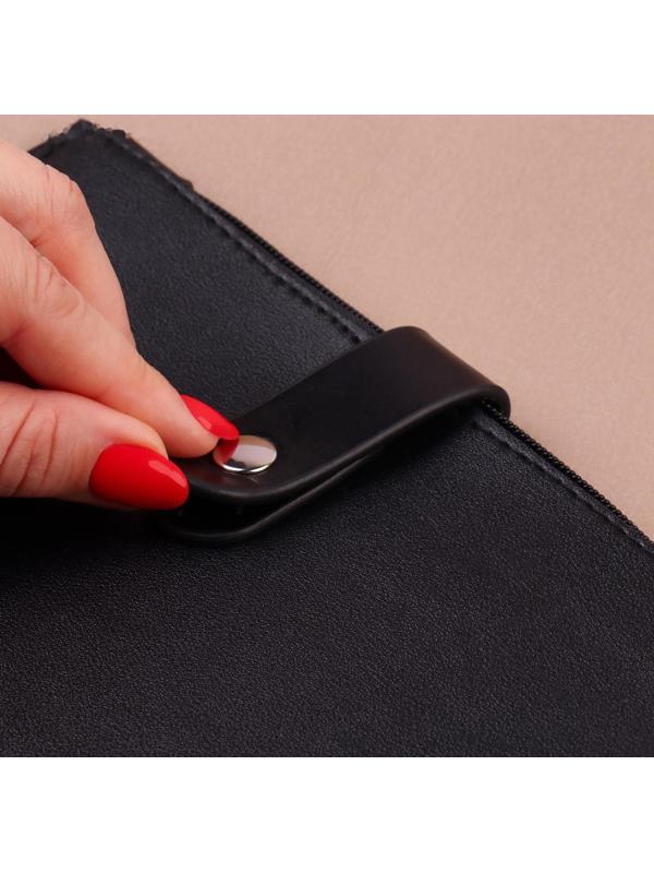 Застёжка пришивная для сумки, на кнопке, 15,5 × 2,5 см / 4,5 × 2,5 см, цвет чёрный/серебряный