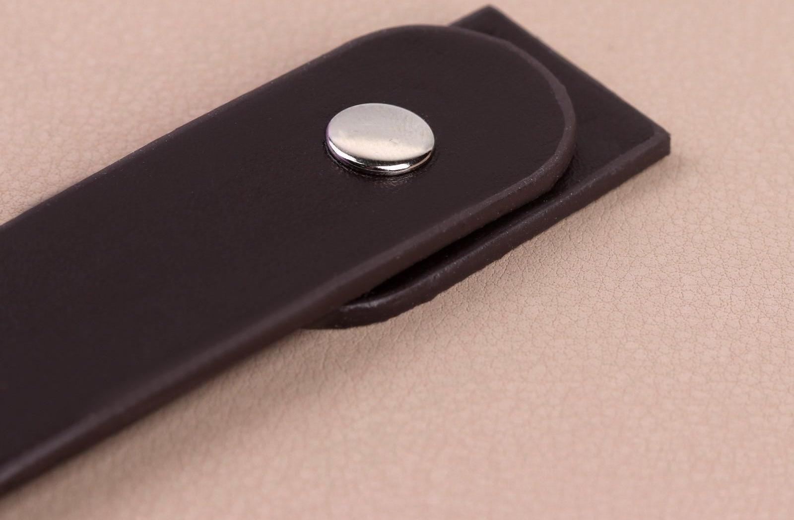 Застёжка пришивная для сумки, на кнопке, 15,5 × 2,5 см / 4,5 × 2,5 см, цвет коричневый/серебряный