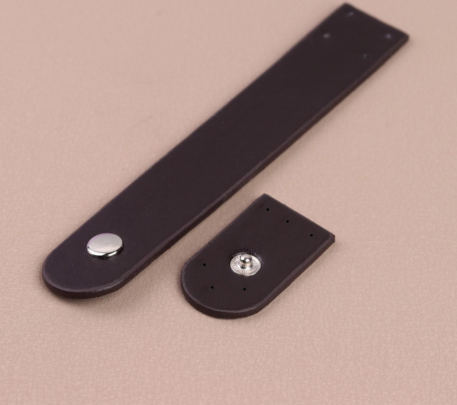 Застёжка пришивная для сумки, на кнопке, 15,5 × 2,5 см / 4,5 × 2,5 см, цвет коричневый/серебряный