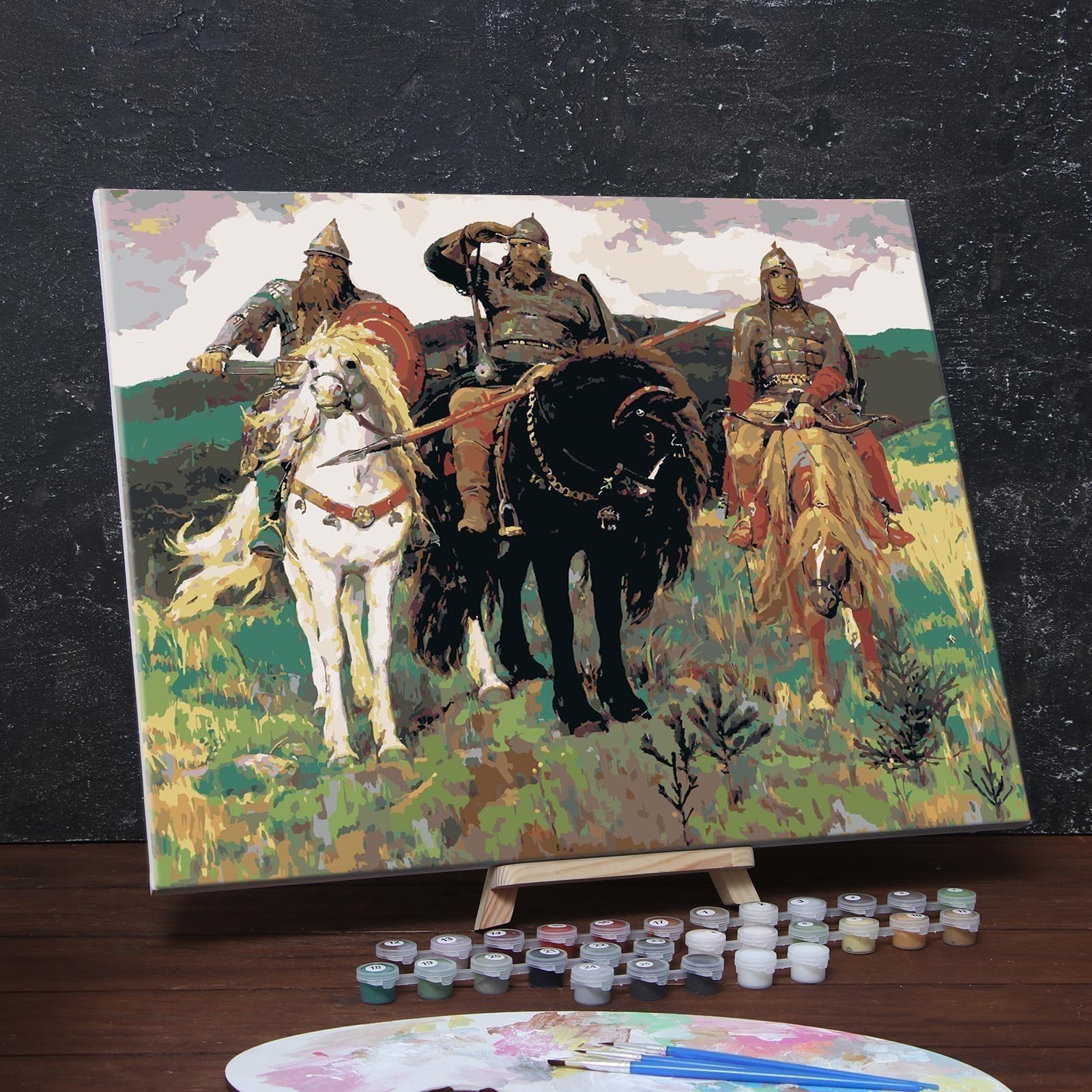 Картина по номерам на холсте с подрамником «Богатыри» Виктор Васнецов 40х50 см