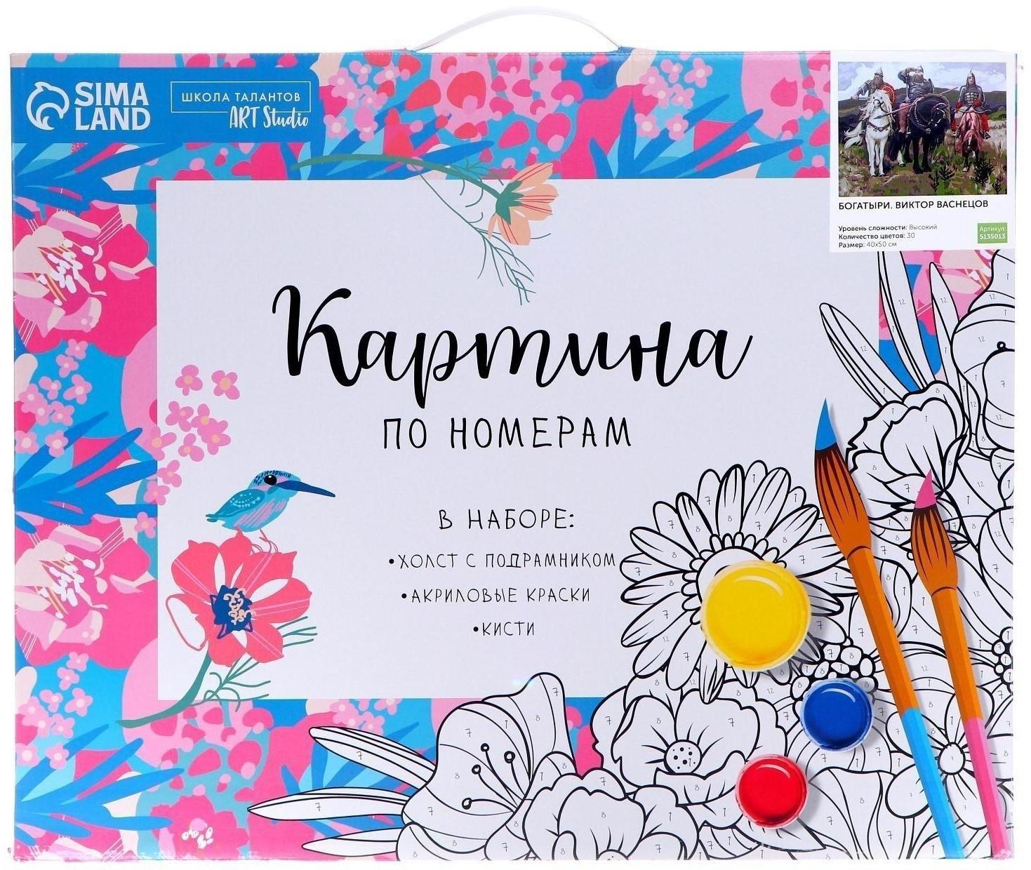 Картина по номерам на холсте с подрамником «Богатыри» Виктор Васнецов 40х50 см