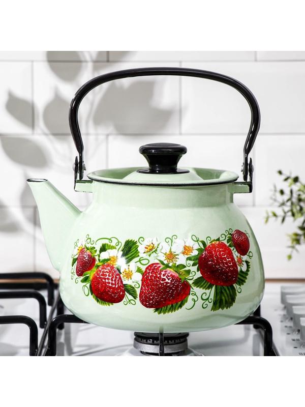 Чайник сферический, 3 л, индукция, деколь МИКС, цвет салатовый