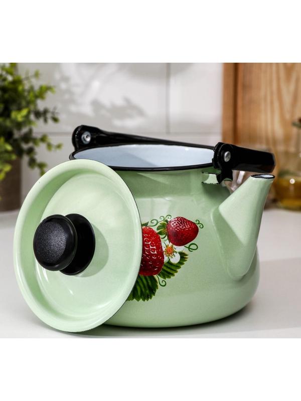 Чайник сферический, 3 л, индукция, деколь МИКС, цвет салатовый