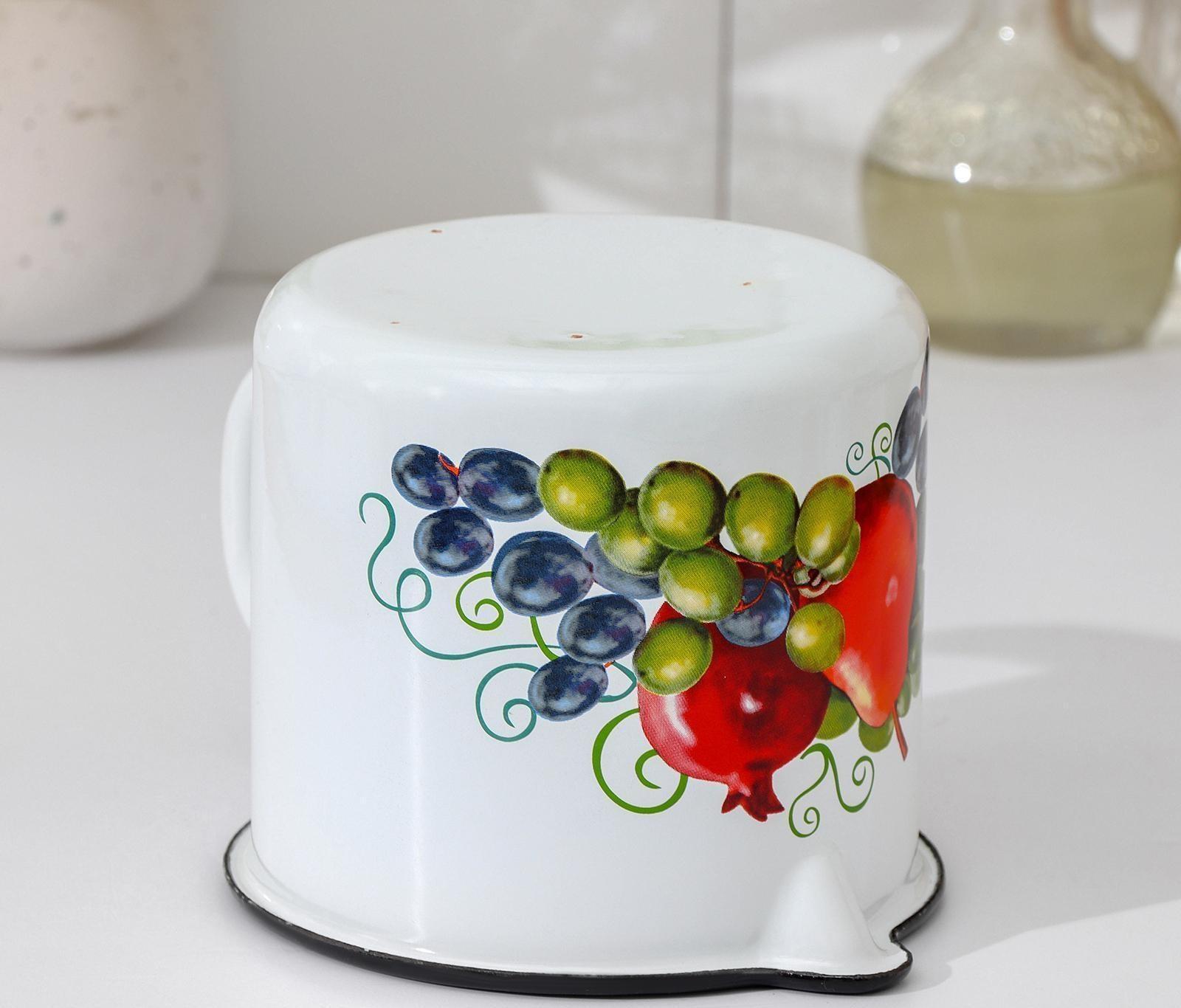 Кружка с носиком, 1 л, деколь, деколь МИКС, цвет белый