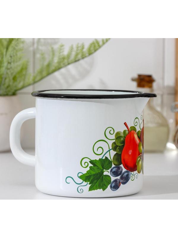 Кружка с носиком, 1 л, деколь, деколь МИКС, цвет белый