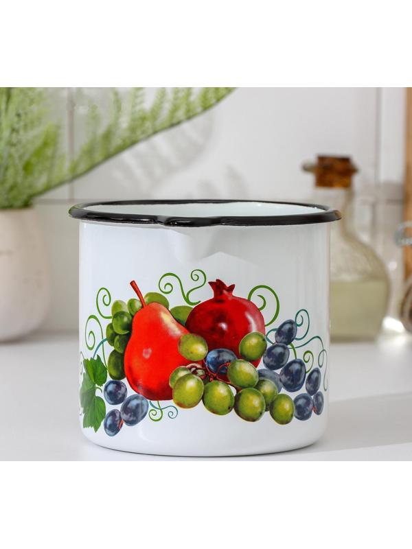 Кружка с носиком, 1 л, деколь, деколь МИКС, цвет белый