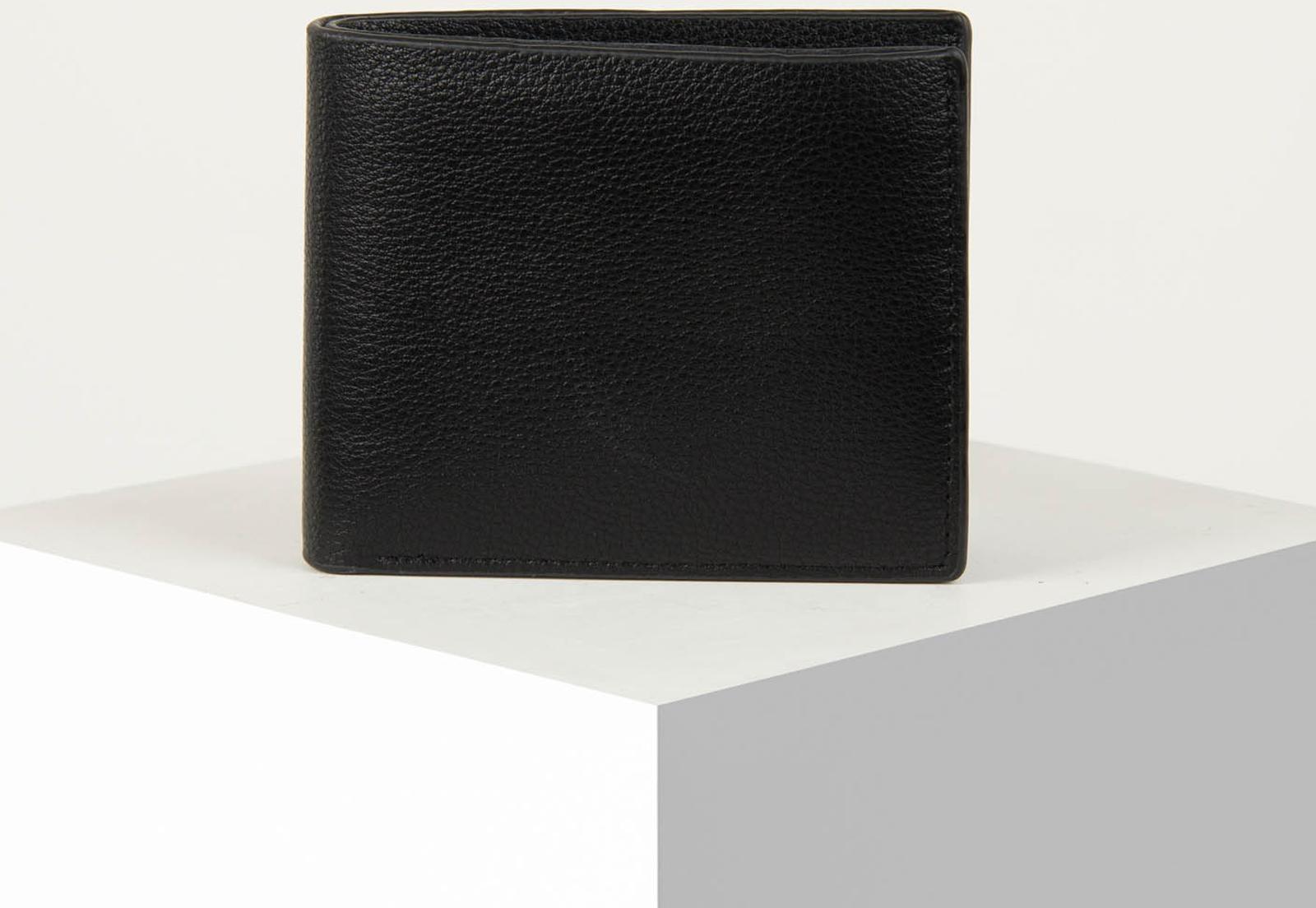 Портмоне без застёжки, для купюр, для карт, для монет, цвет чёрный