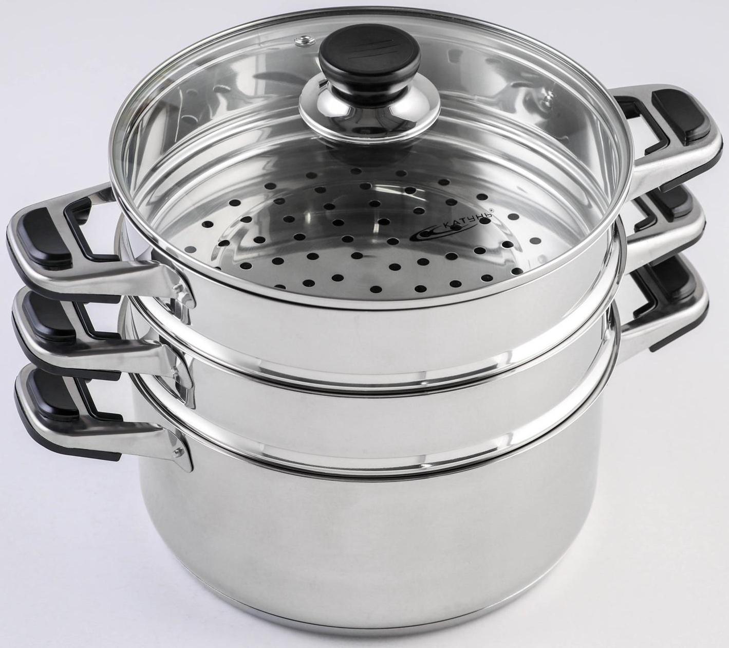 Мантоварка «Алтын», 10,7 л, d=24 см, 3 секции, с теплораспределительным слоем, стеклянная крышка, индукция