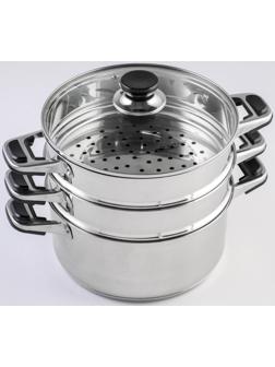 Мантоварка «Алтын», 10,7 л, d=24 см, 3 секции, с теплораспределительным слоем, стеклянная крышка, индукция