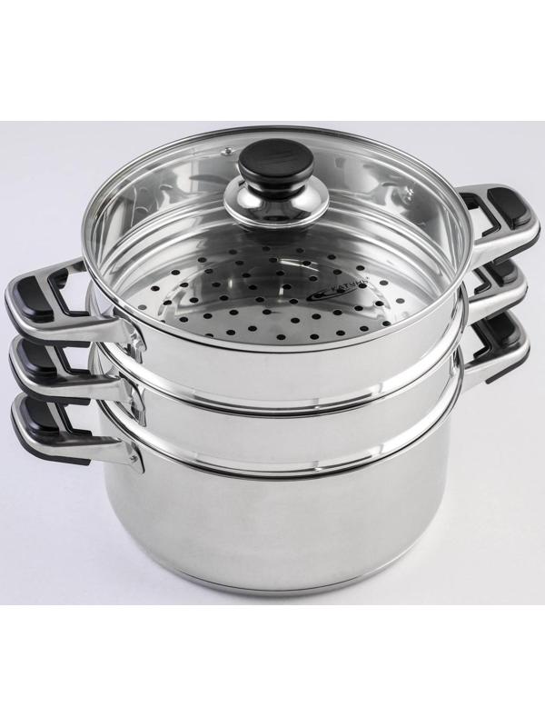 Мантоварка «Алтын», 10,7 л, d=24 см, 3 секции, с теплораспределительным слоем, стеклянная крышка, индукция