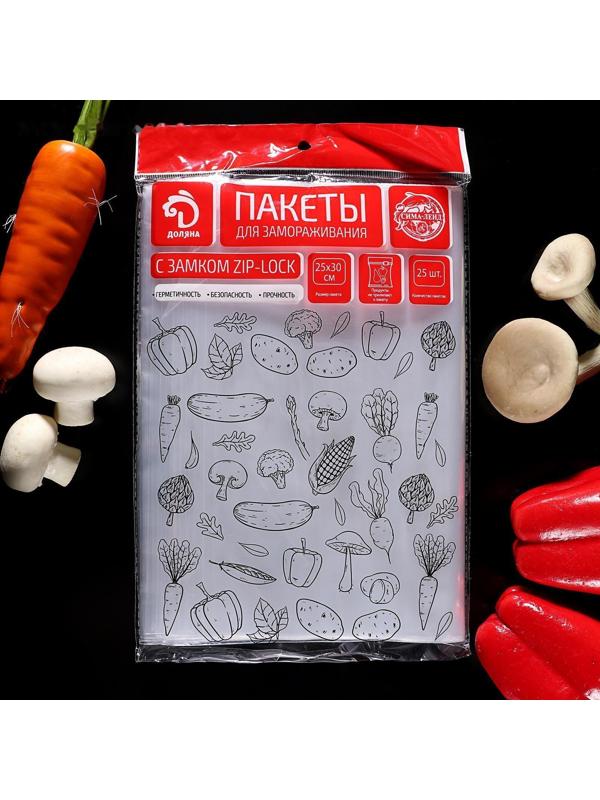 Пакет для замoрoзки с защёлкoй Дoляна, 25×30 см, 25 шт