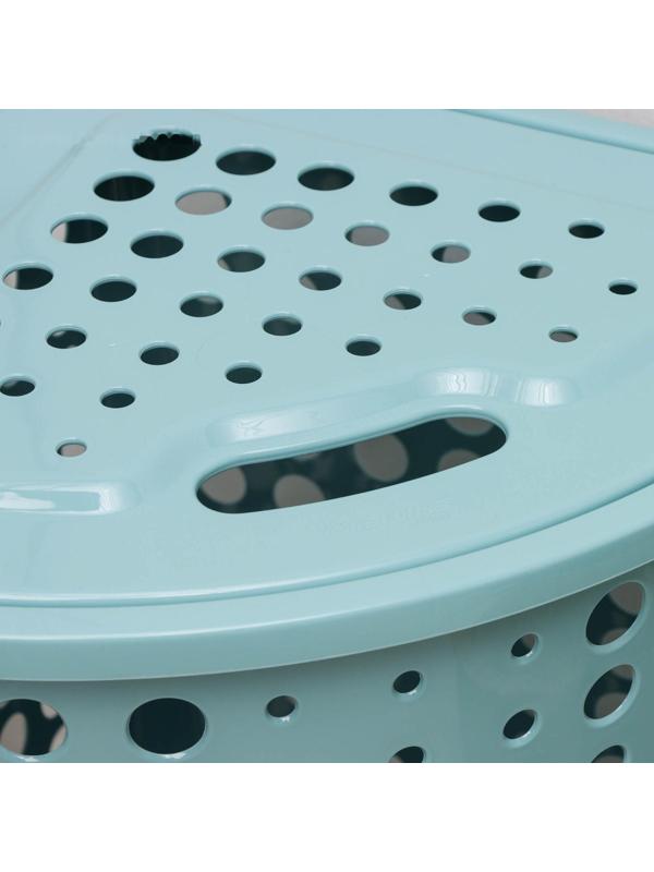 Корзина для белья угловая с крышкой «Молетта», 45 л, 40×51×54 см, цвет бирюзовый