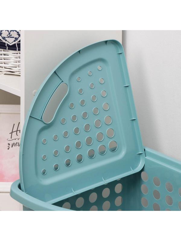 Корзина для белья угловая с крышкой «Молетта», 45 л, 40×51×54 см, цвет бирюзовый