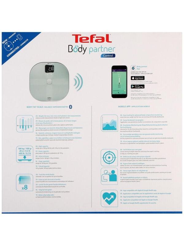 Весы Tefal BM9541S1, диагностические, до 180 кг, 4хAAA (в компл.), Bluetooth, белые