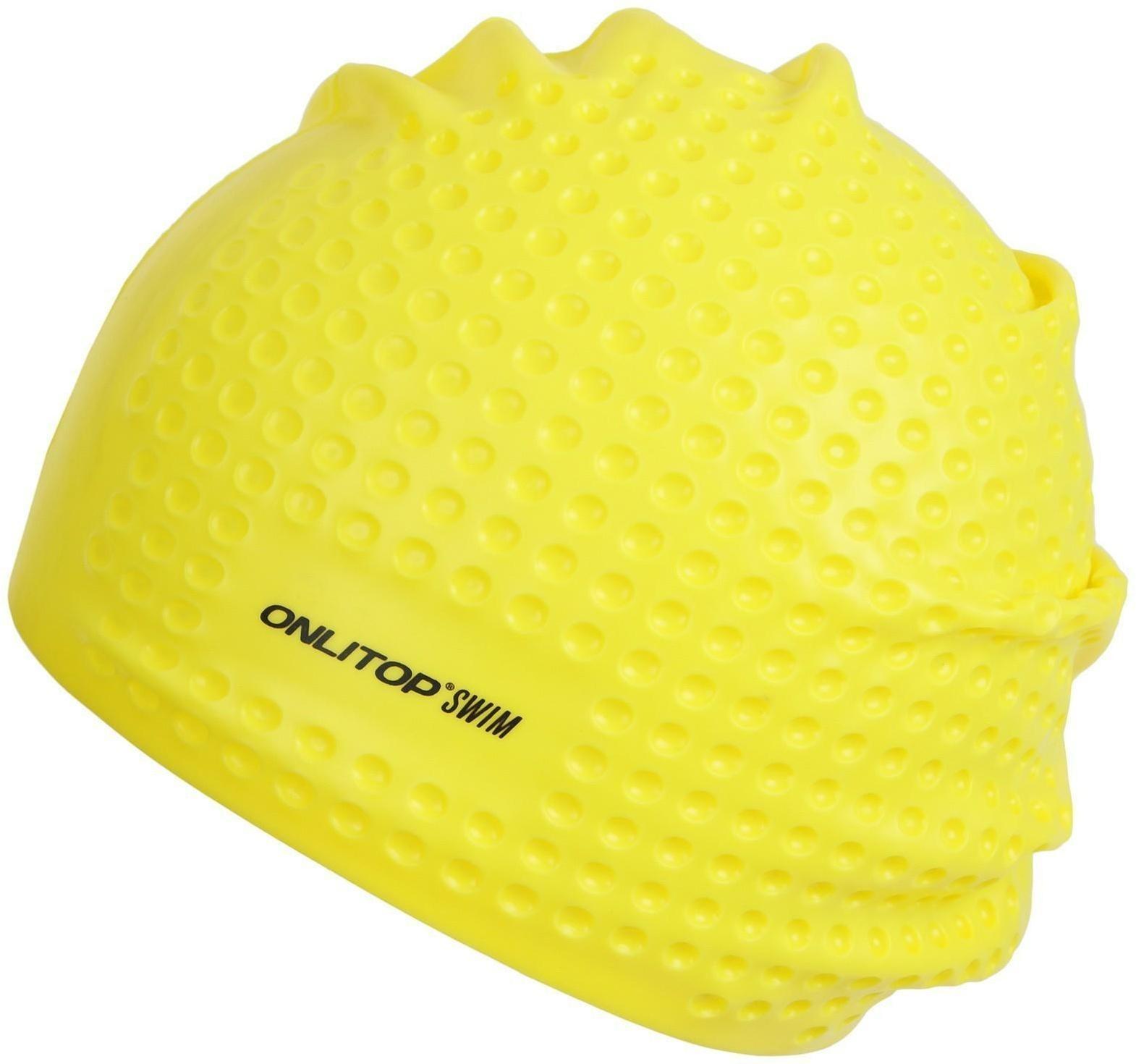 Шапочка для плавания массажная ONLYTOP Swim, для длинных волос, силиконовая, обхват 54-60 см, цвета микс