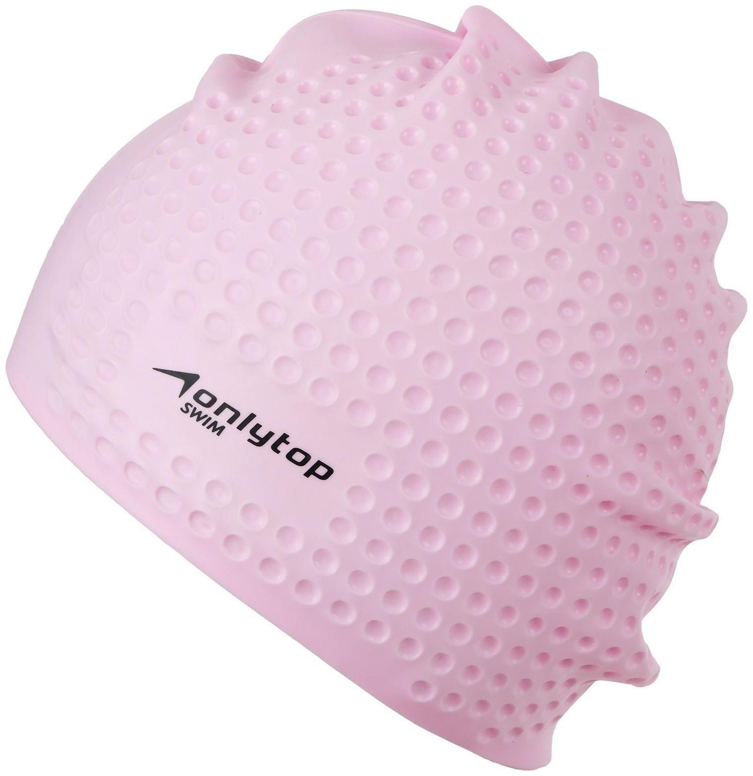 Шапочка для плавания массажная ONLYTOP Swim, для длинных волос, силиконовая, обхват 54-60 см, цвета микс