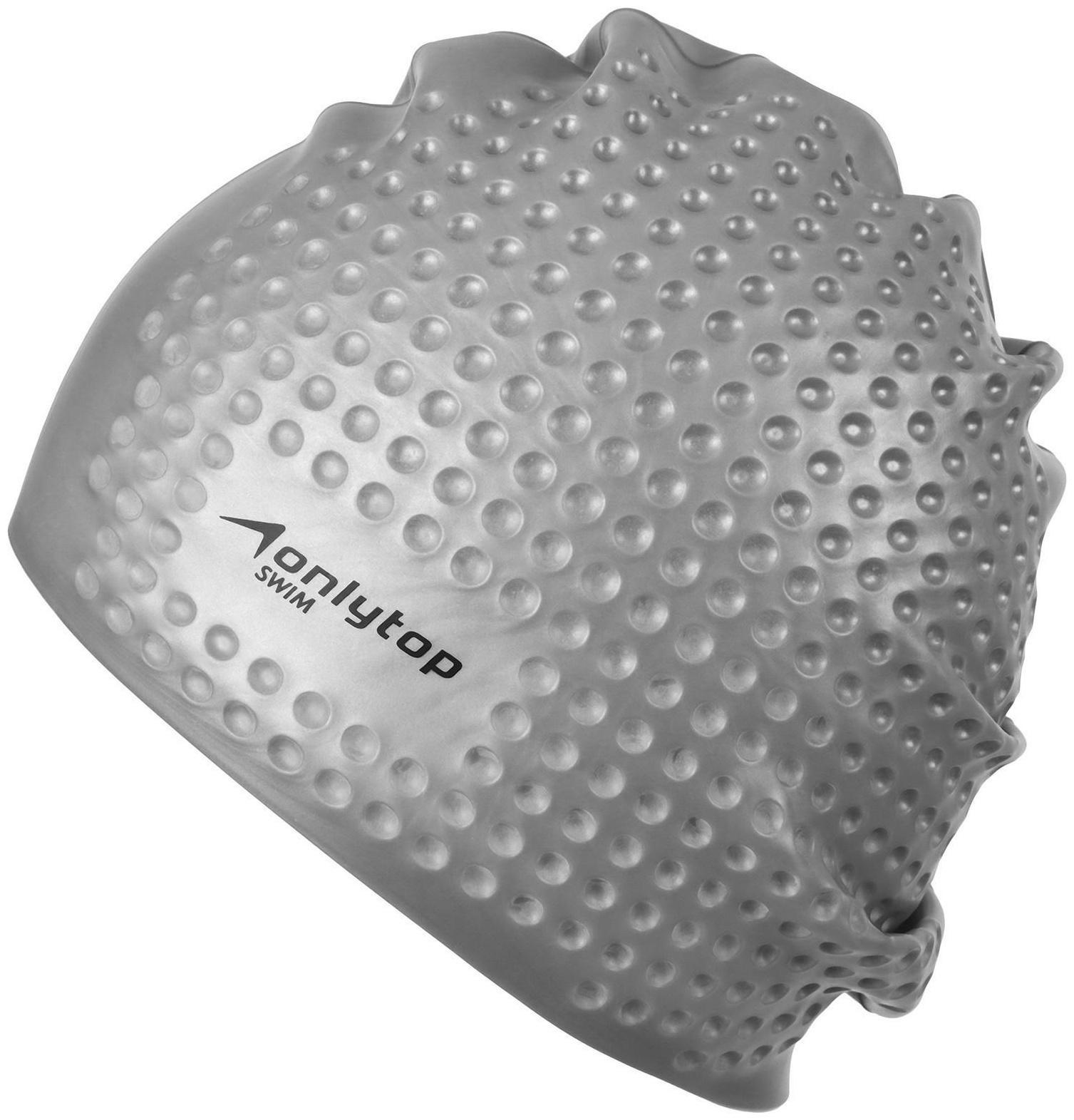 Шапочка для плавания массажная ONLYTOP Swim, для длинных волос, силиконовая, обхват 54-60 см, цвета микс