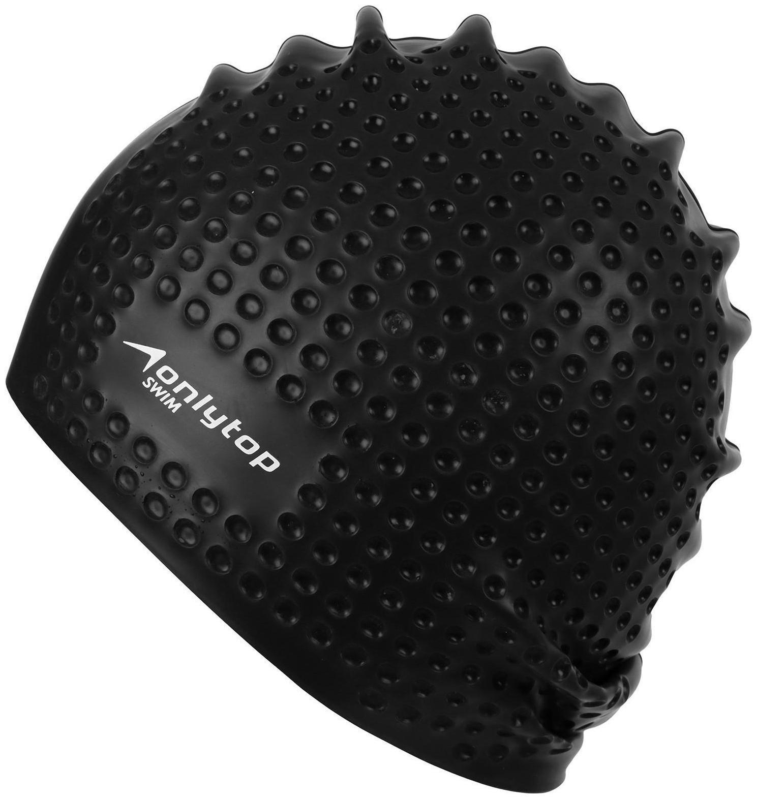 Шапочка для плавания массажная ONLYTOP Swim, для длинных волос, силиконовая, обхват 54-60 см, цвета микс