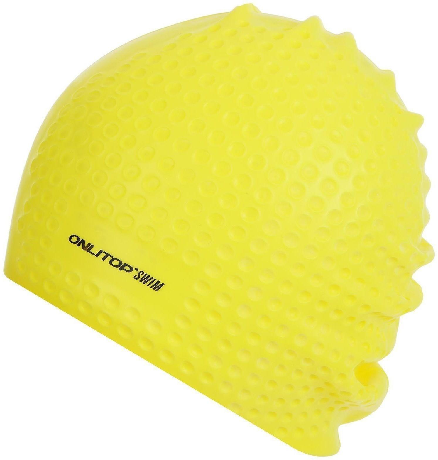 Шапочка для плавания массажная ONLYTOP Swim, для длинных волос, силиконовая, обхват 54-60 см, цвета микс