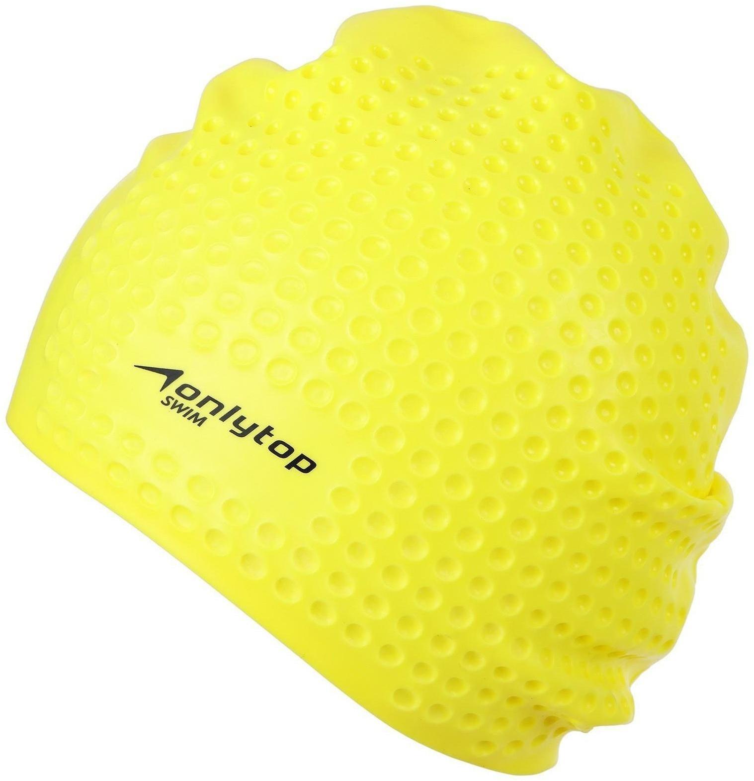 Шапочка для плавания массажная ONLYTOP Swim, для длинных волос, силиконовая, обхват 54-60 см, цвета микс