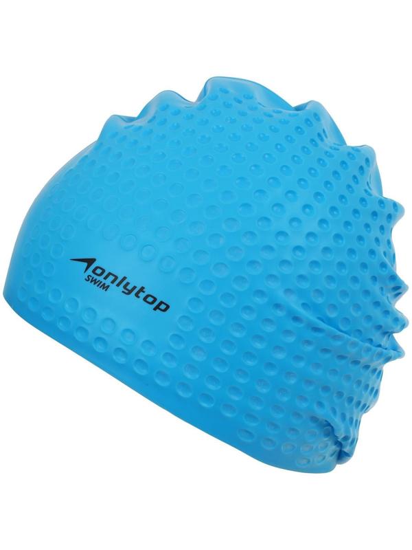 Шапочка для плавания массажная ONLYTOP Swim, для длинных волос, силиконовая, обхват 54-60 см, цвета микс