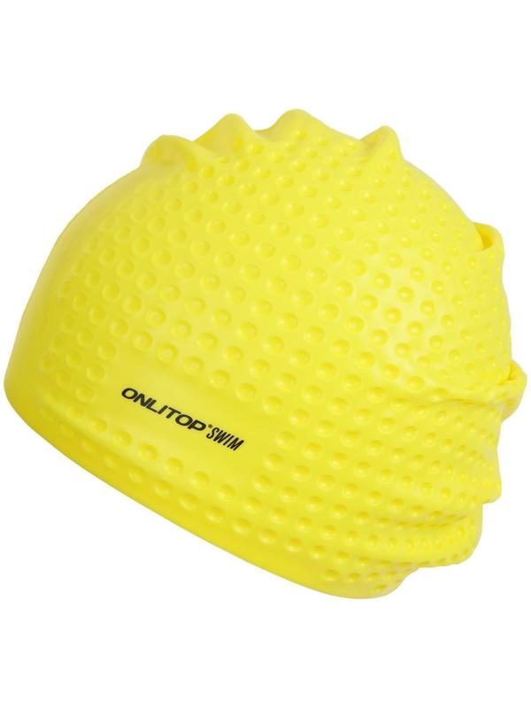 Шапочка для плавания массажная ONLYTOP Swim, для длинных волос, силиконовая, обхват 54-60 см, цвета микс