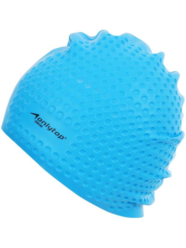 Шапочка для плавания массажная ONLYTOP Swim, для длинных волос, силиконовая, обхват 54-60 см, цвета микс