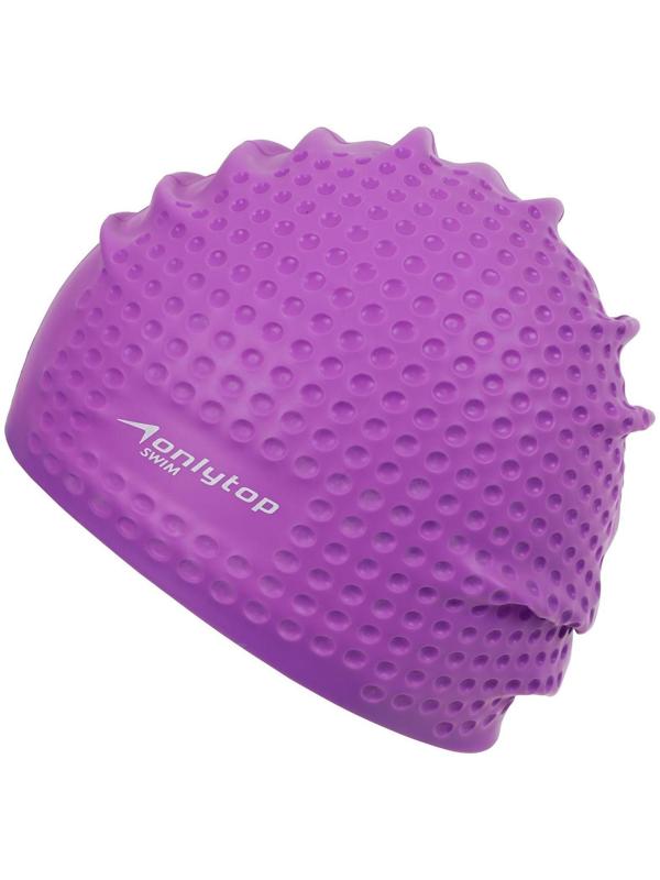 Шапочка для плавания массажная ONLYTOP Swim, для длинных волос, силиконовая, обхват 54-60 см, цвета микс