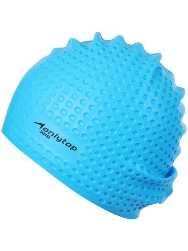 Шапочка для плавания массажная ONLYTOP Swim, для длинных волос, силиконовая, обхват 54-60 см, цвета микс