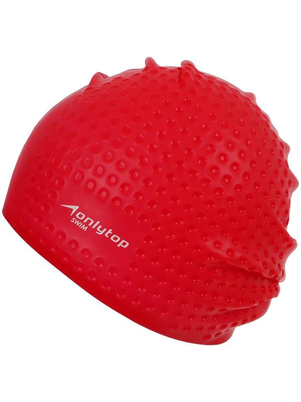 Шапочка для плавания массажная ONLYTOP Swim, для длинных волос, силиконовая, обхват 54-60 см, цвета микс