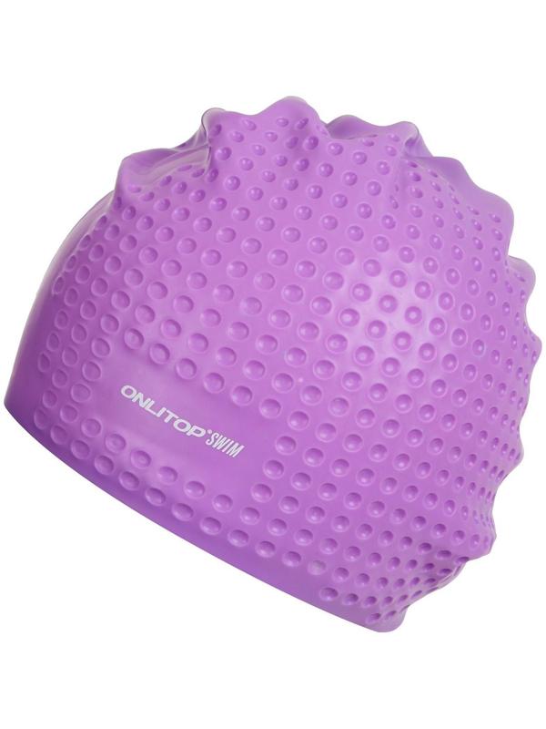 Шапочка для плавания массажная ONLYTOP Swim, для длинных волос, силиконовая, обхват 54-60 см, цвета микс