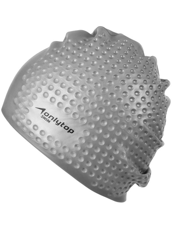 Шапочка для плавания массажная ONLYTOP Swim, для длинных волос, силиконовая, обхват 54-60 см, цвета микс