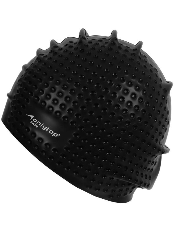 Шапочка для плавания массажная ONLYTOP Swim, для длинных волос, силиконовая, обхват 54-60 см, цвета микс