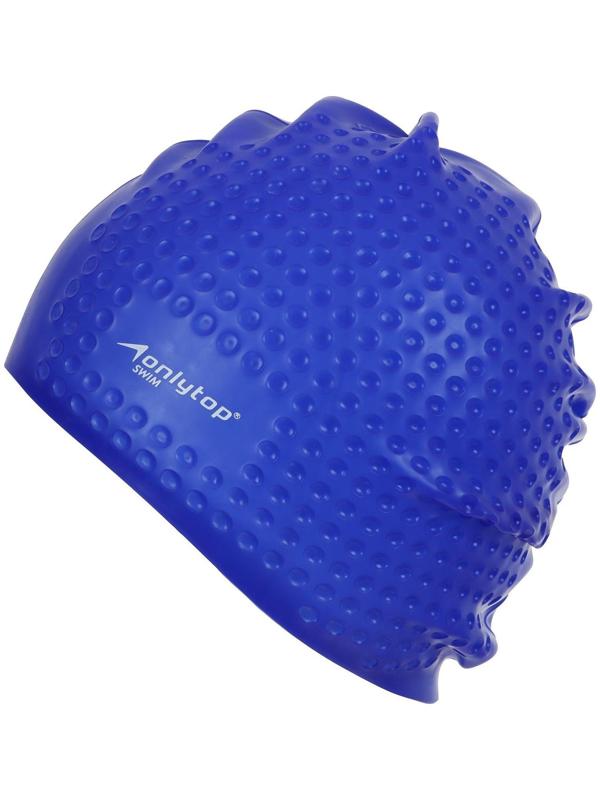 Шапочка для плавания массажная ONLYTOP Swim, для длинных волос, силиконовая, обхват 54-60 см, цвета микс
