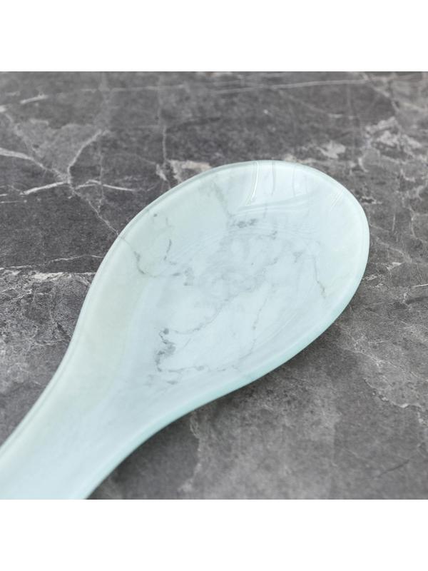 Подставка стеклянная под ложку Доляна «Марбл белый», 23,5×8,3 см