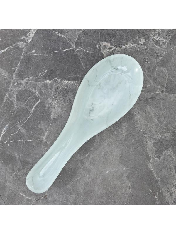 Подставка стеклянная под ложку Доляна «Марбл белый», 23,5×8,3 см