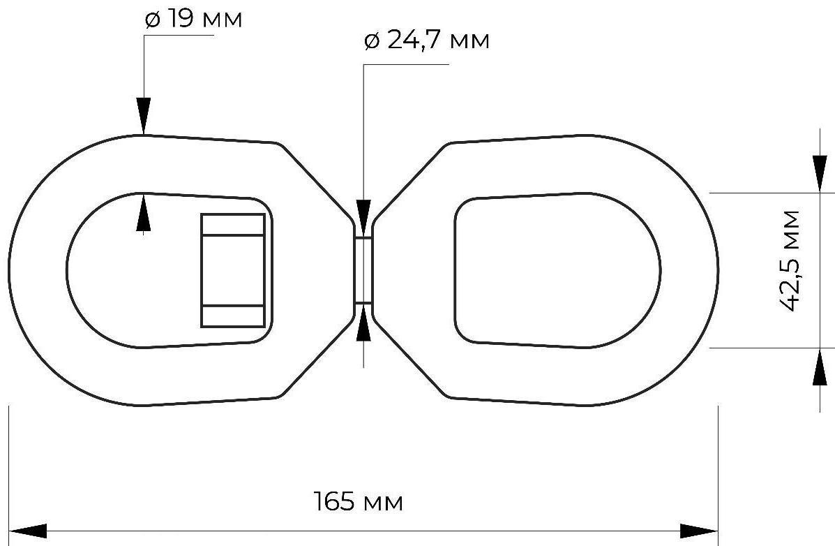 Вертлюг петля-петля ТУНДРА krep, 12 мм, оцинкованный, 1 шт.