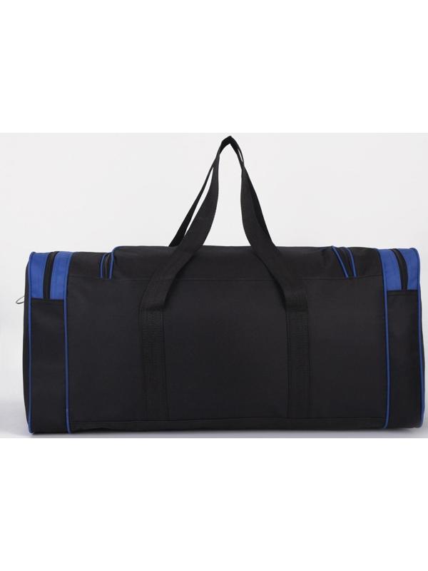 Сумка спортивная, 3 отдела на молниях, наружный карман, длинный ремень, цвет чёрный/синий