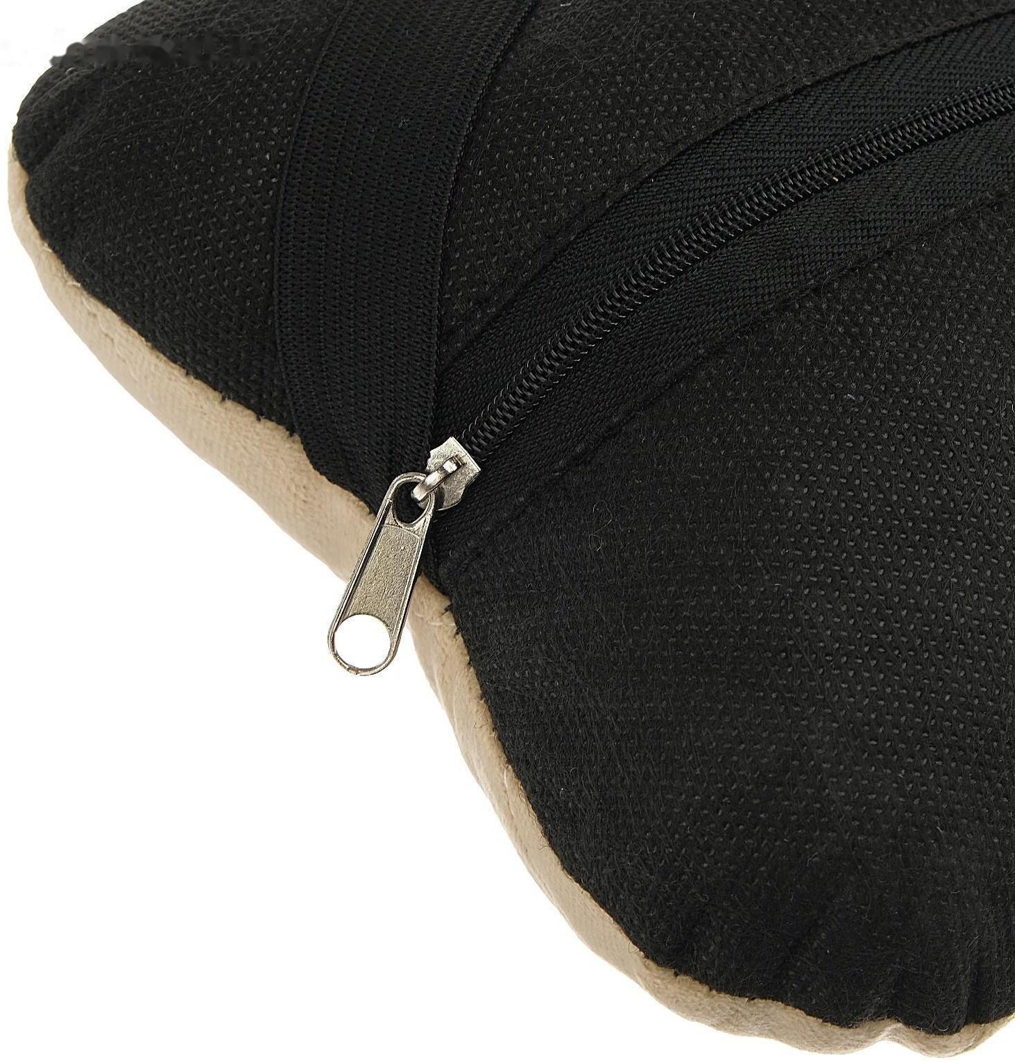 Подушка автомобильная косточка, на подголовник, велюр, бежевый, ромб, 16х24 см