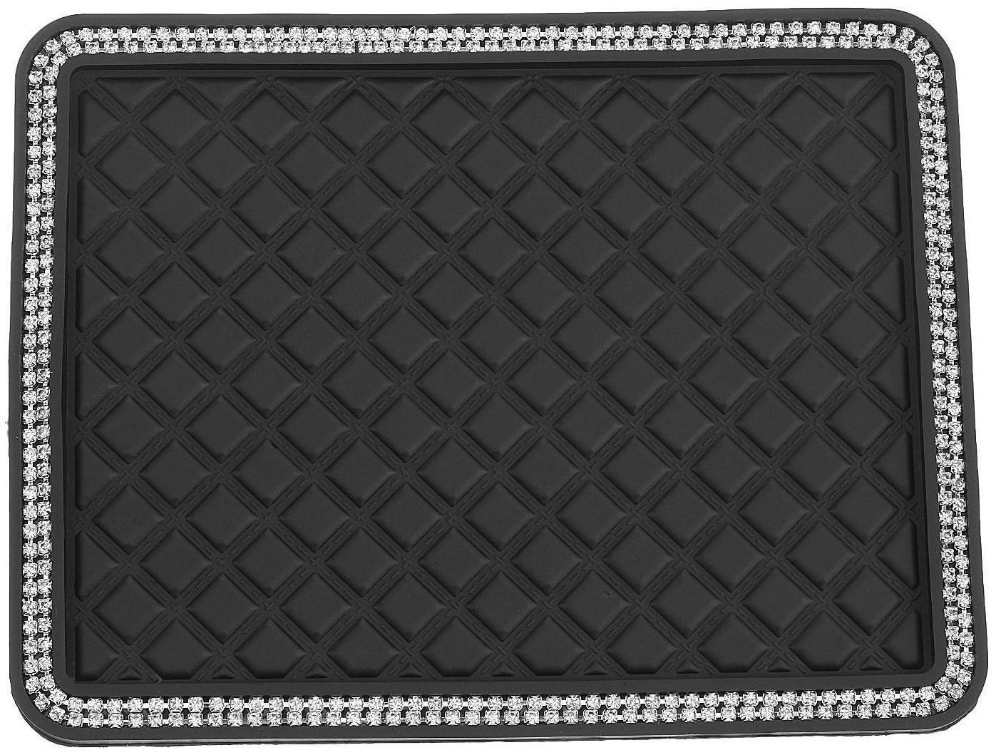 Коврик противоскользящий со стразами, 17 х 14 см, черный