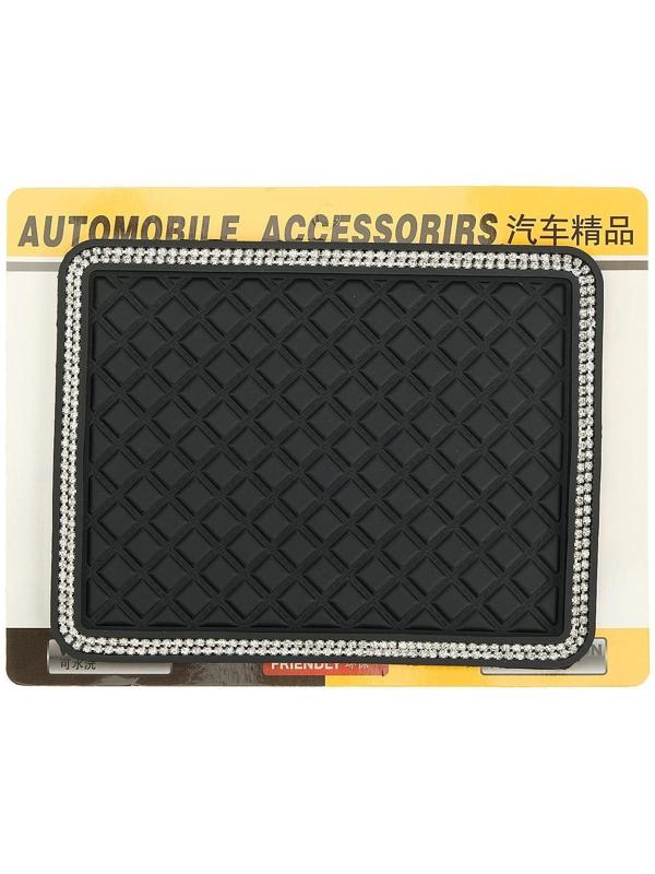 Коврик противоскользящий со стразами, 17 х 14 см, черный