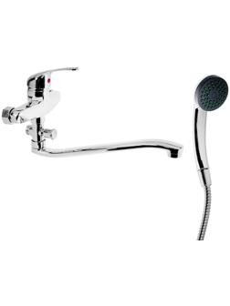 Смеситель для ванны ZEIN Z0151, картридж керамика 35 мм, с душевым набором, хром