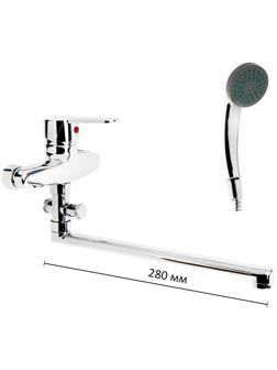 Смеситель для ванны ZEIN Z95350152, картридж керамика 35 мм, с душевым набором, хром