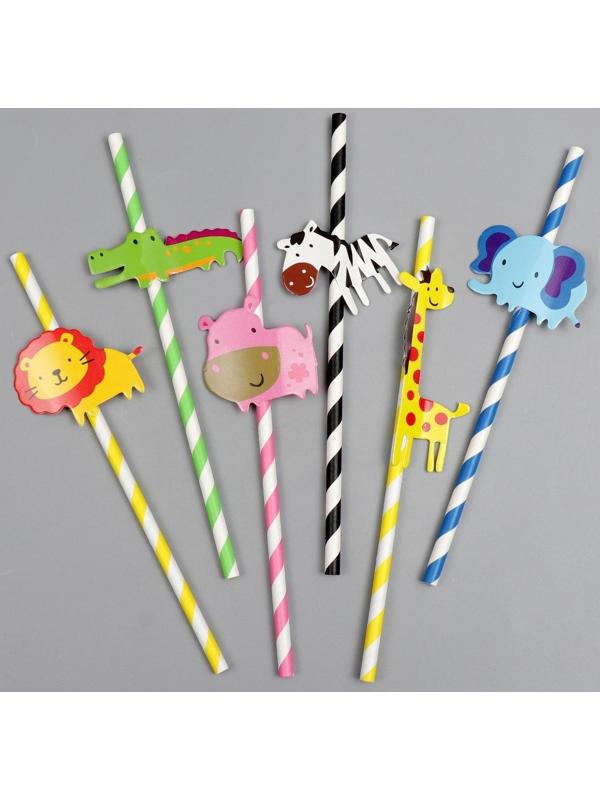 Трубочки для коктейля «Зоопарк», набор 6 шт.