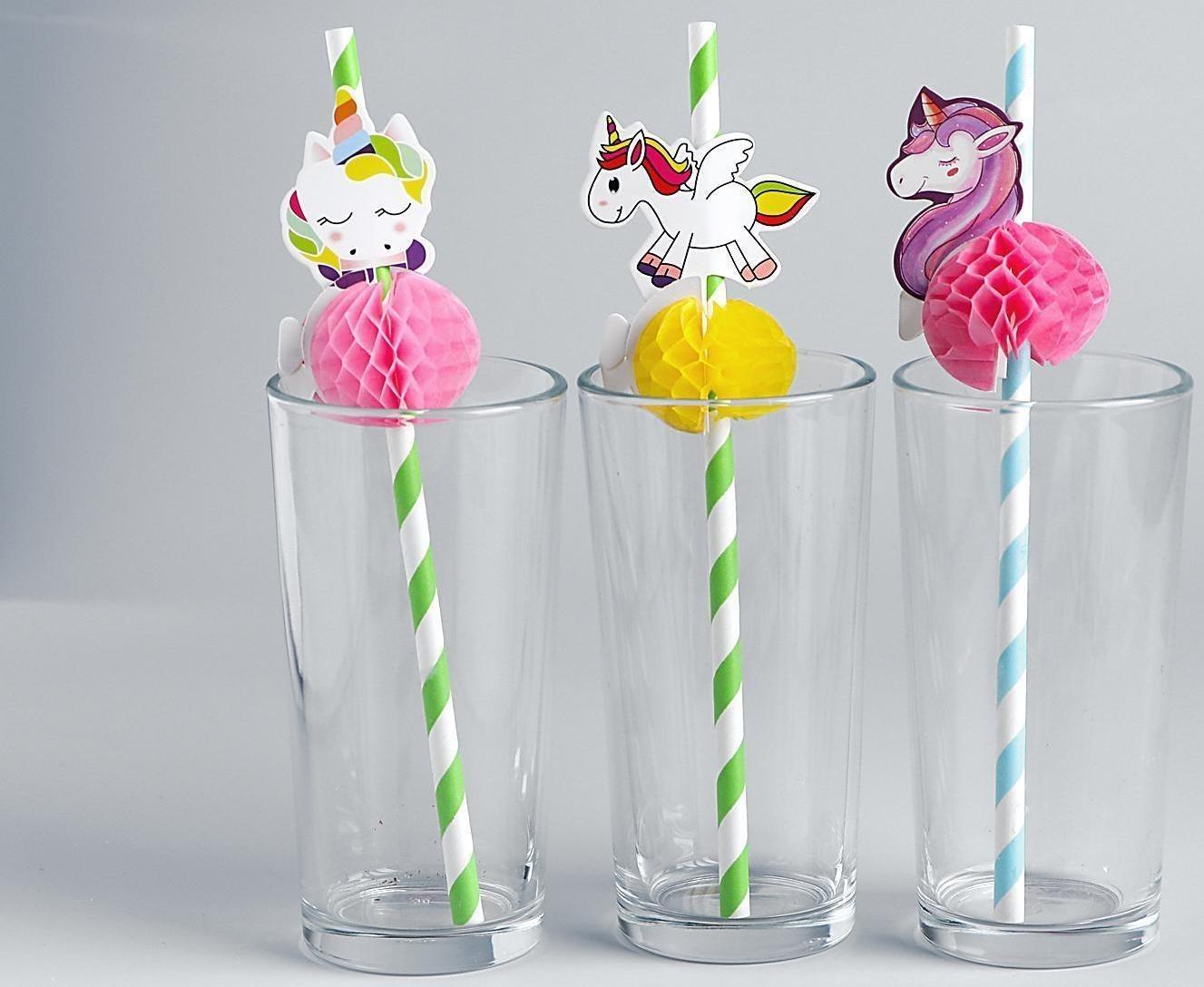 Трубочки для коктейля «Единорог», набор 6 шт., МИКС